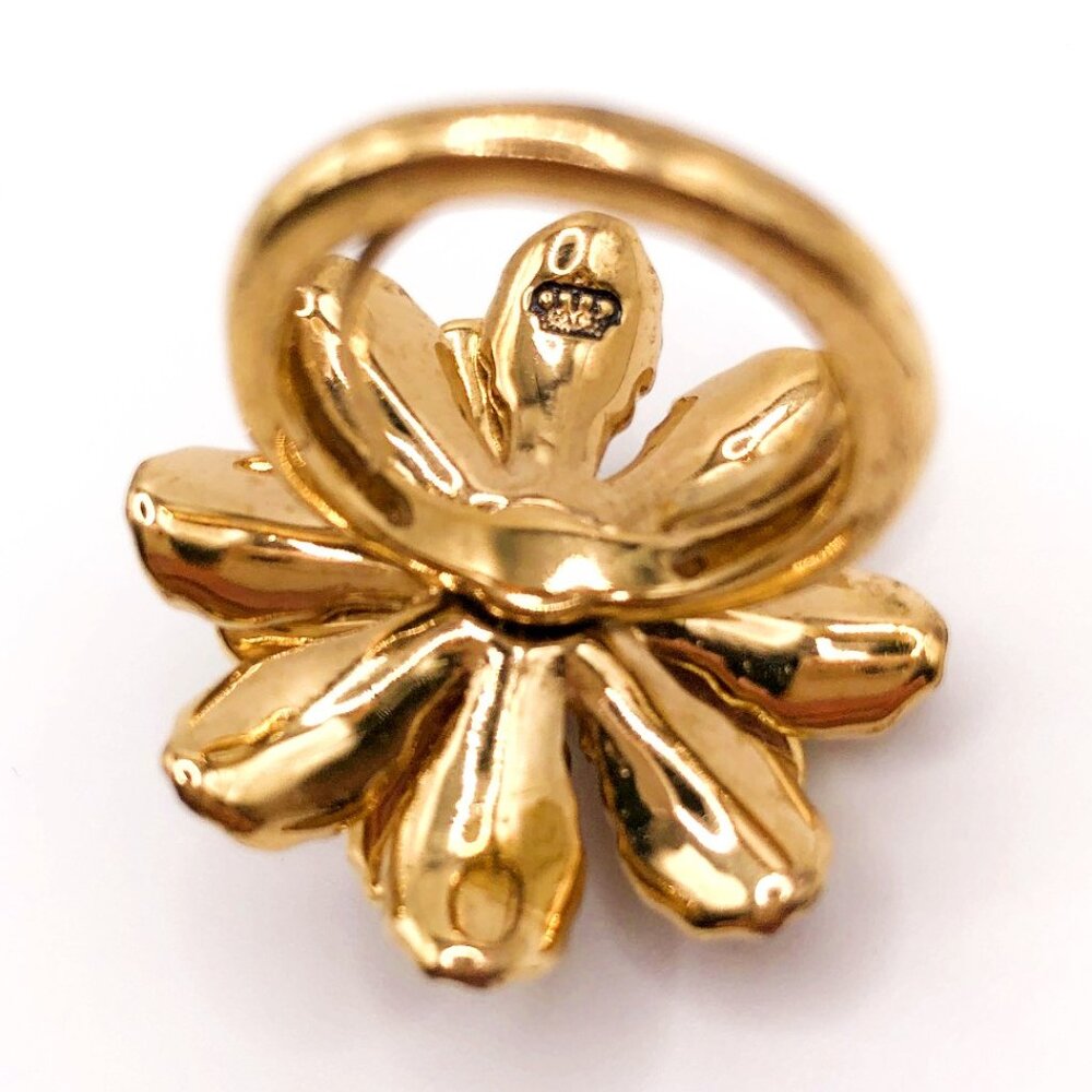 Vintage Juicy Couture Red Enamel Flower Ring Gold Tone Rhinestone Center 7.5 - Picture 5 of 12